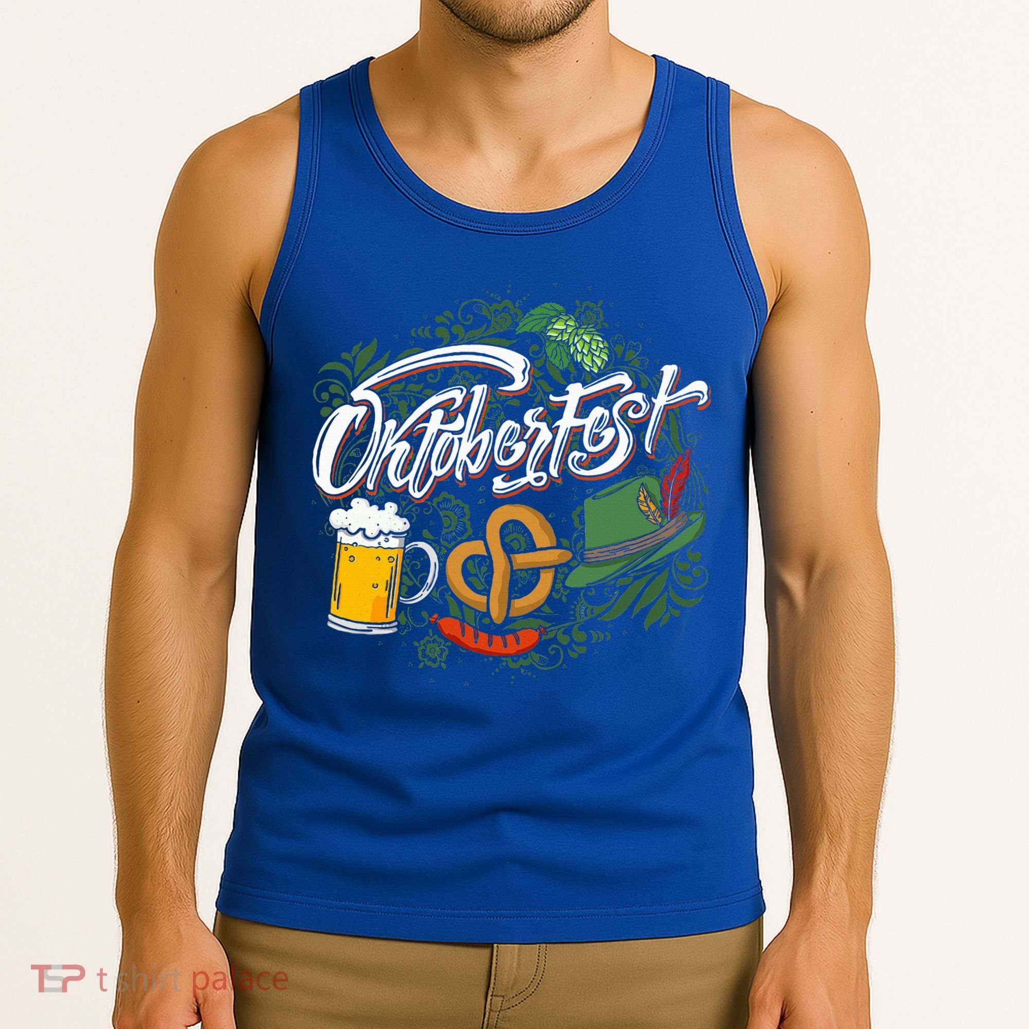 Oktoberfest Funny Beer Hat Pretzel And Edelweiss Tank Top