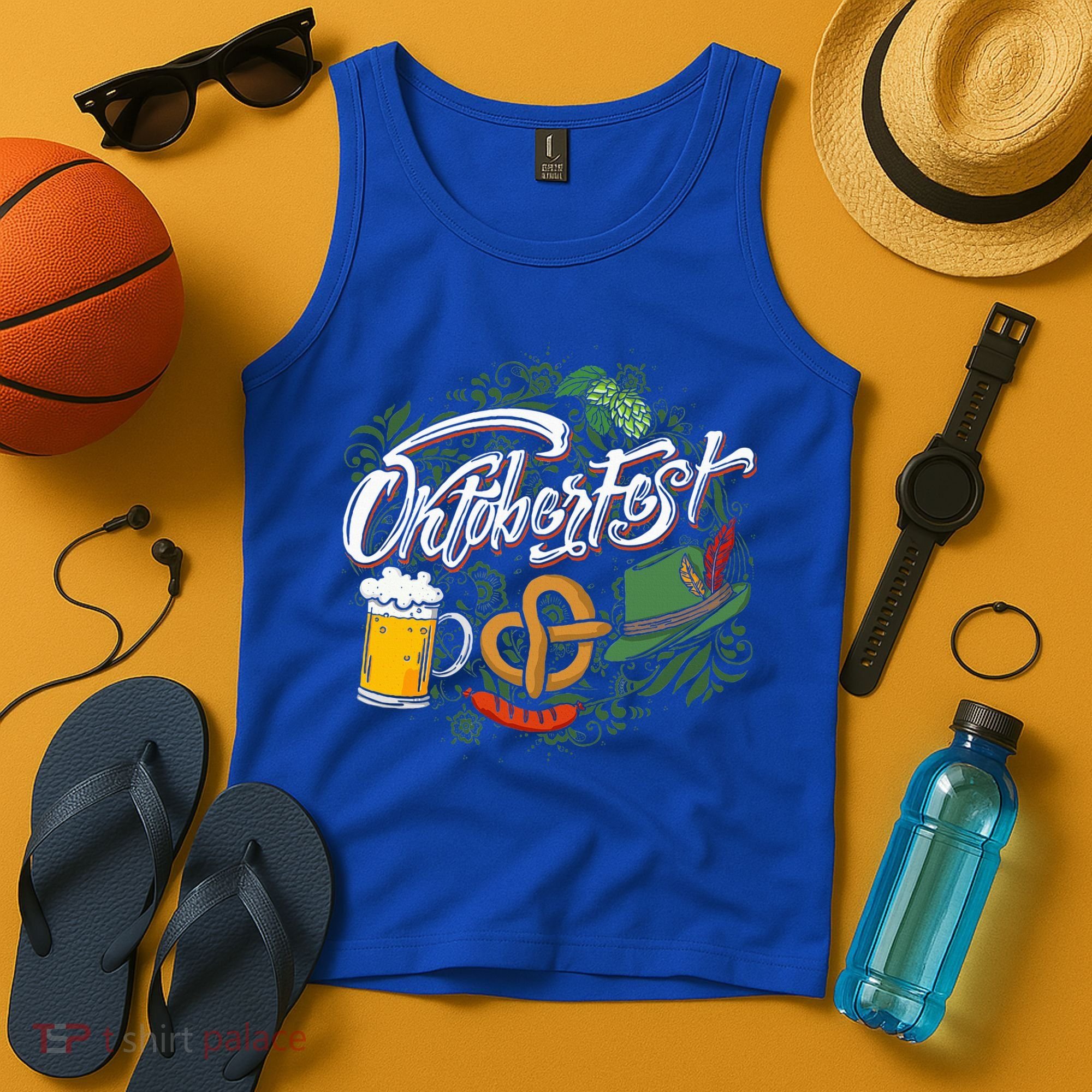 Oktoberfest Funny Beer Hat Pretzel And Edelweiss Tank Top