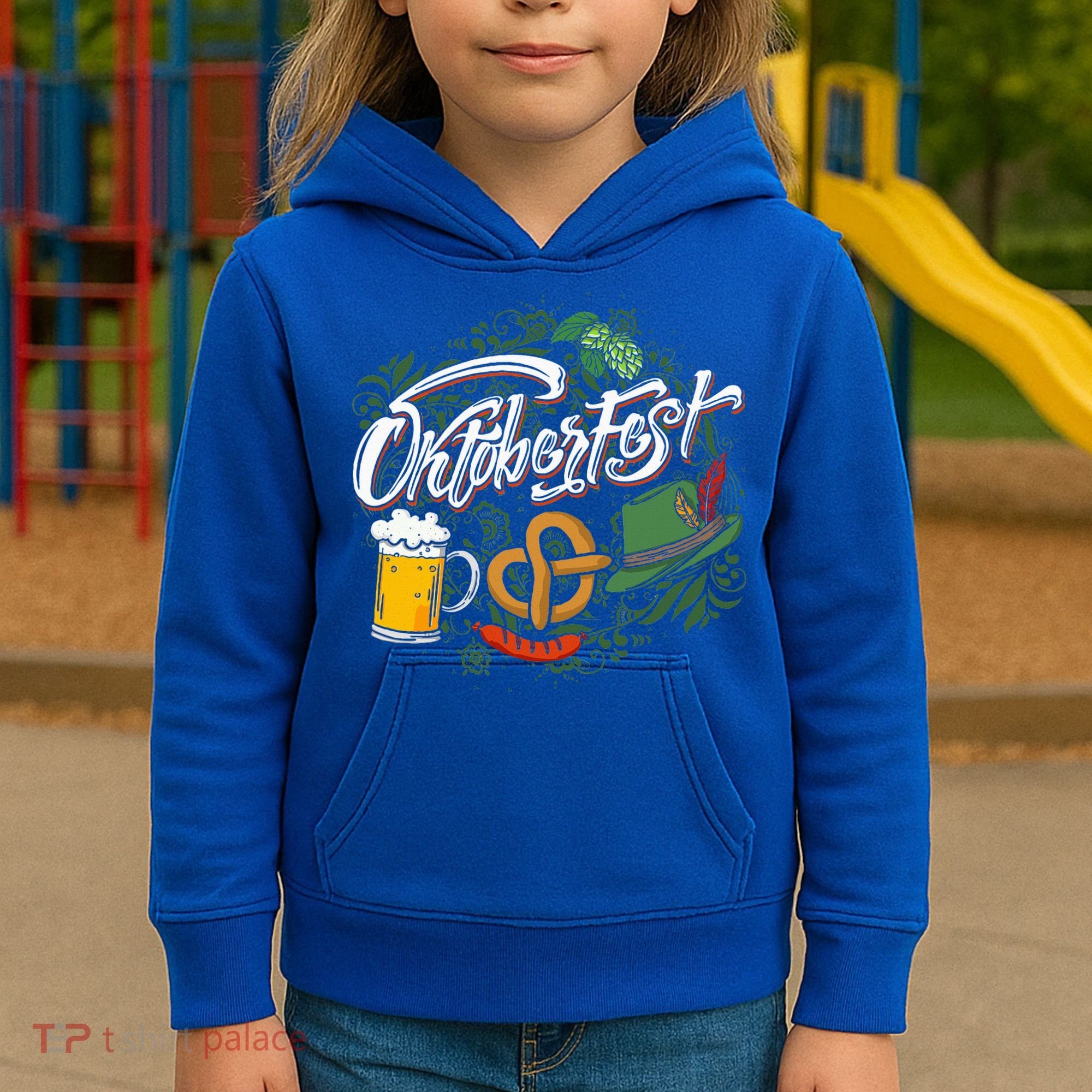 Oktoberfest Funny Beer Hat Pretzel And Edelweiss Kids Hoodie