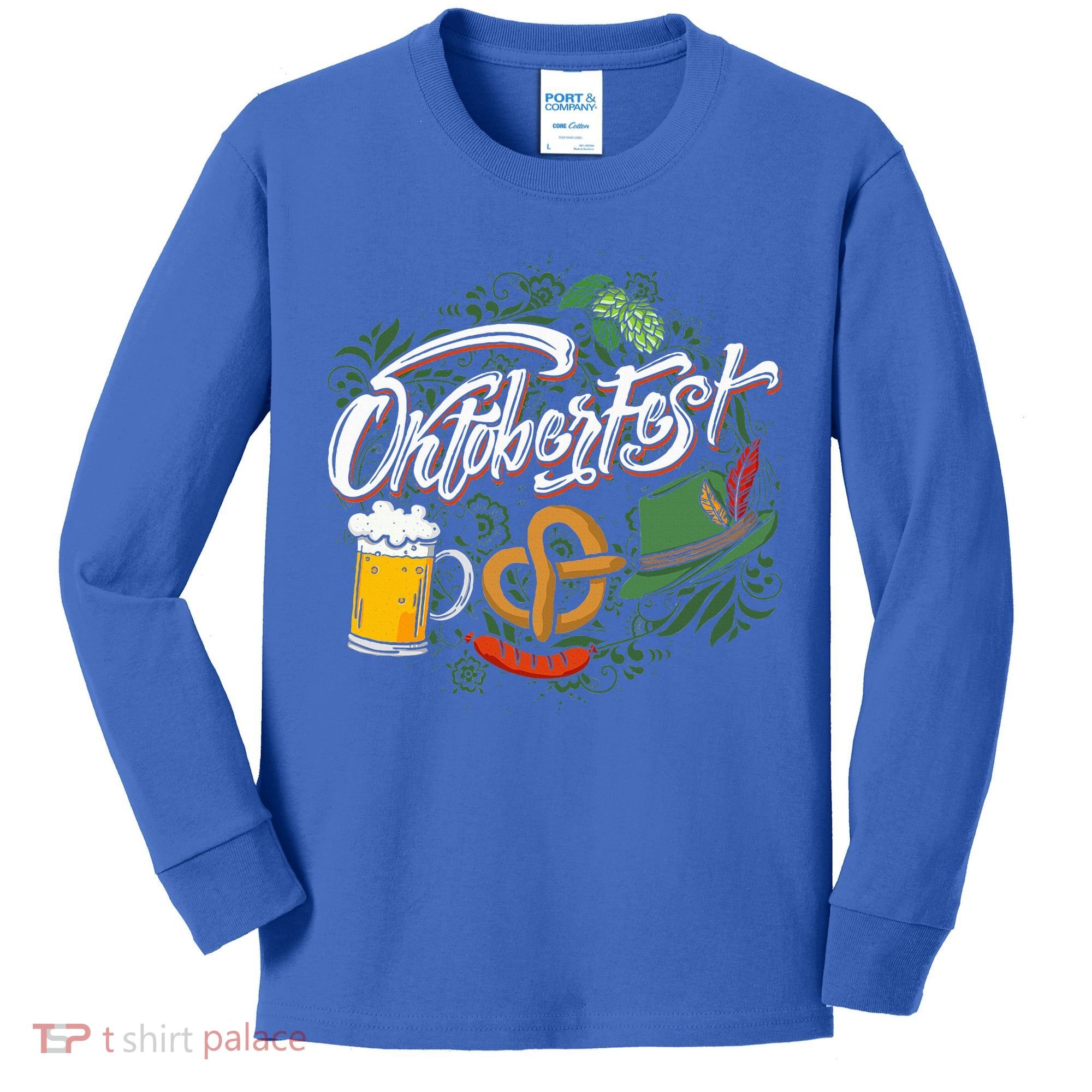 Oktoberfest Funny Beer Hat Pretzel And Edelweiss Kids Long Sleeve Shirt