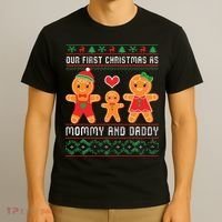Our First Christmas As Mommy And Daddy Matching Family T-Shirt thumb 3