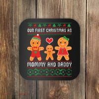 Our First Christmas As Mommy And Daddy Matching Family Coaster thumb 0