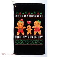 Our First Christmas As Mommy And Daddy Matching Family Golf Towel thumb 0