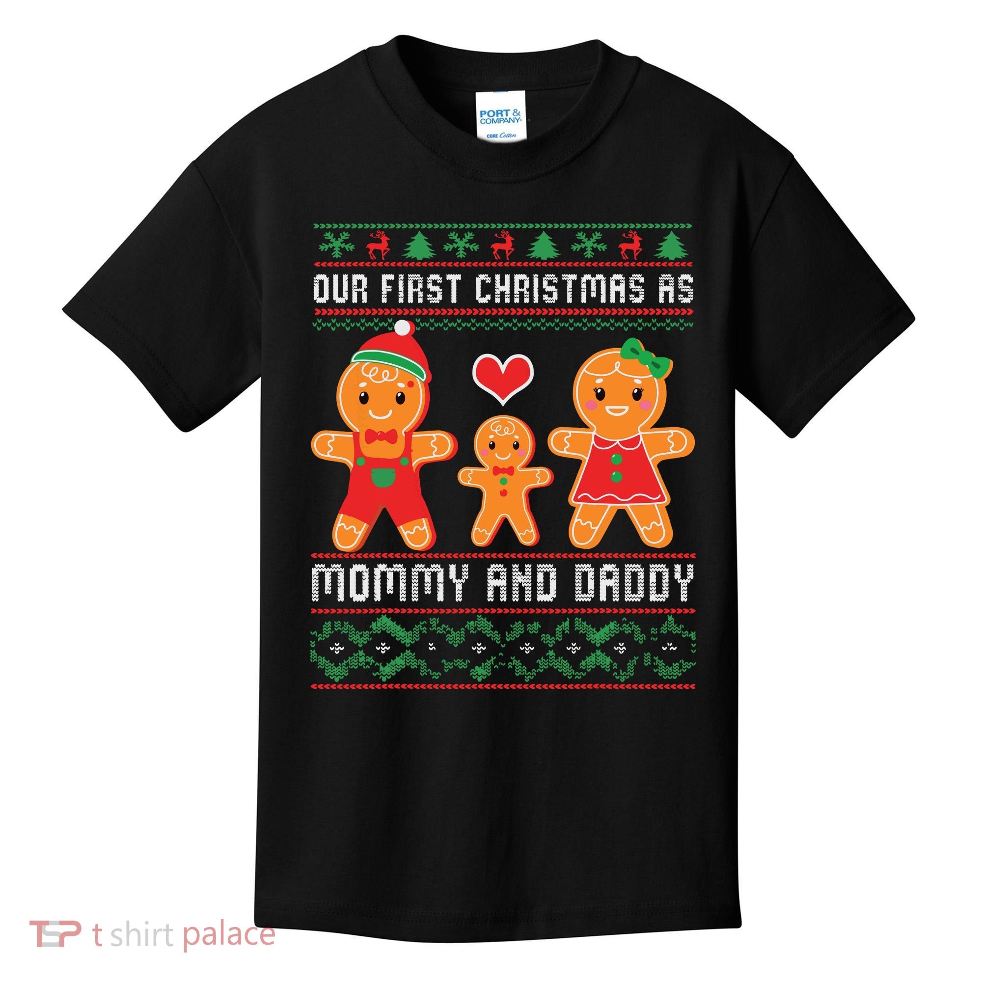 Our First Christmas As Mommy And Daddy Matching Family Kids T-Shirt