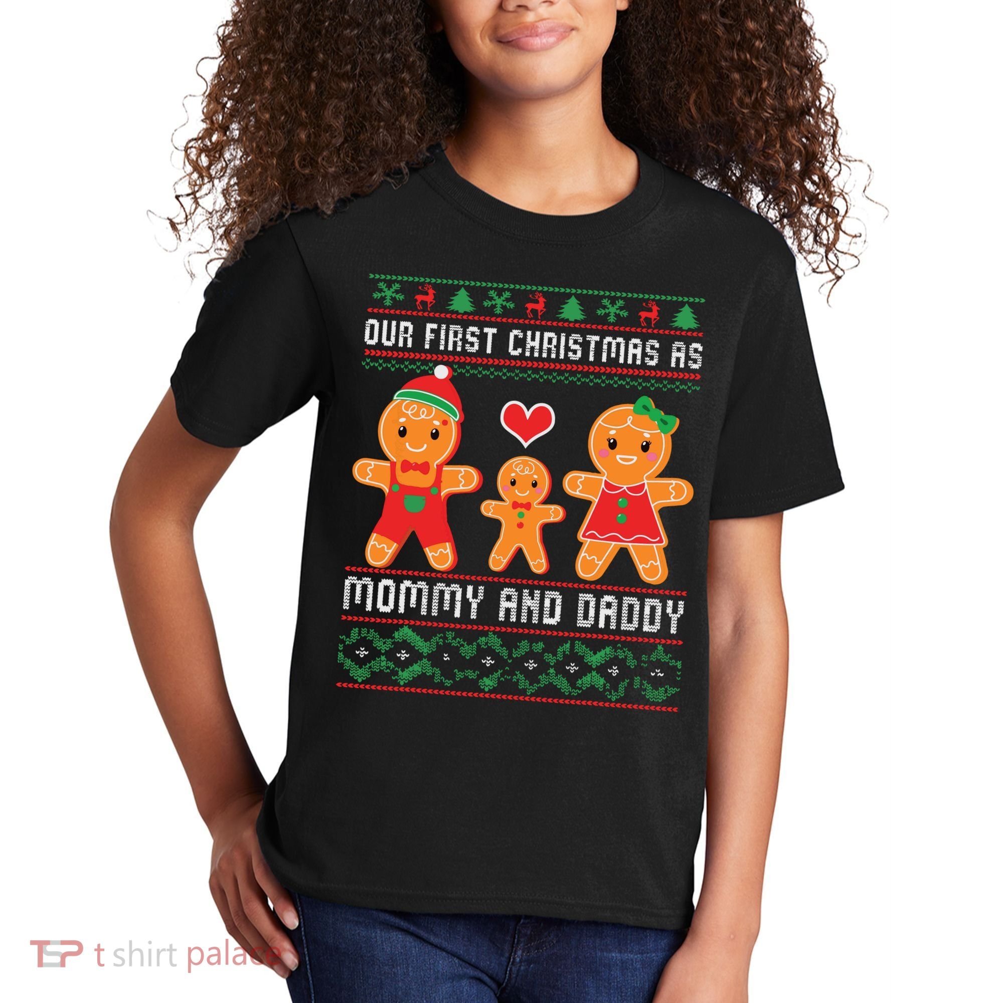 Our First Christmas As Mommy And Daddy Matching Family Kids T-Shirt