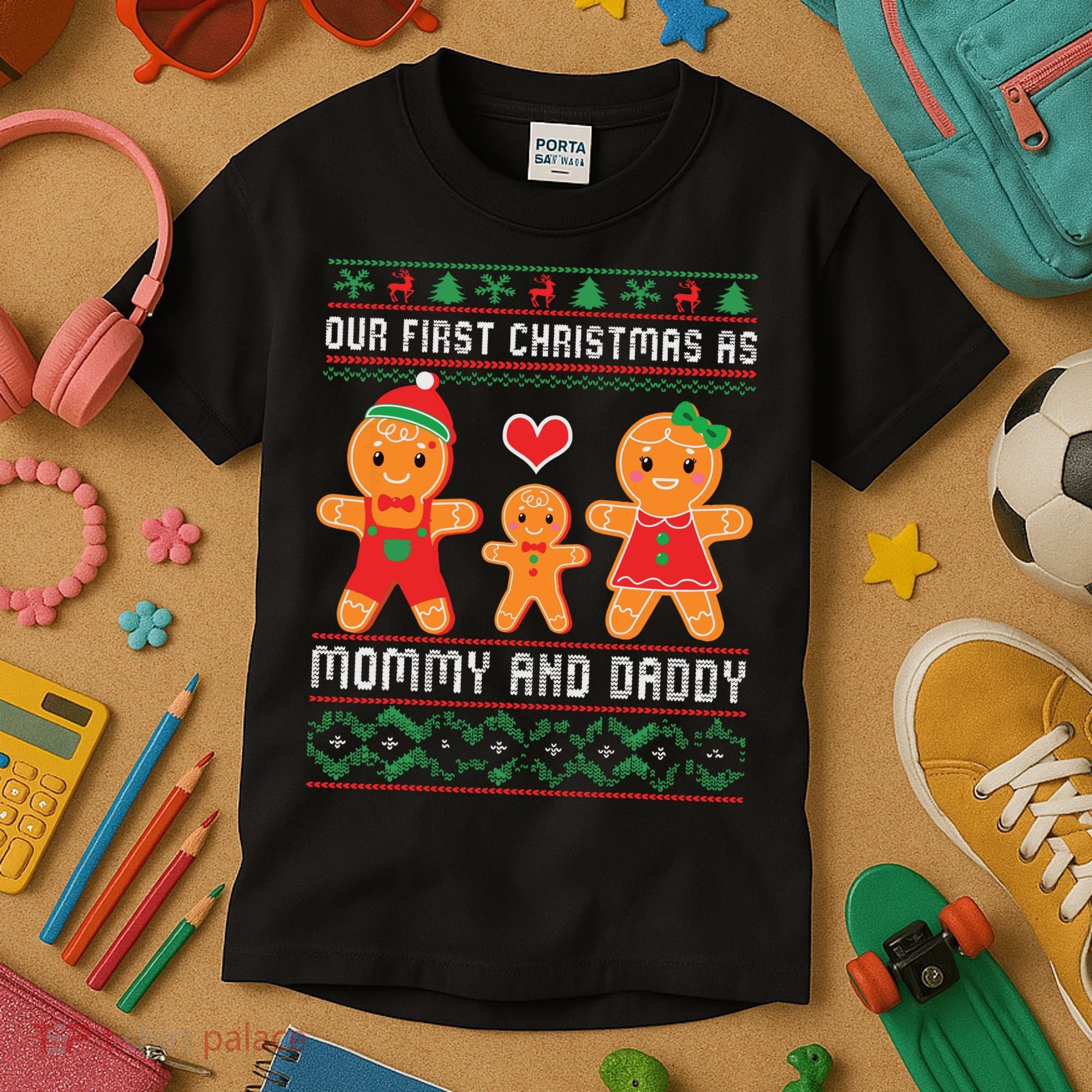 Our First Christmas As Mommy And Daddy Matching Family Kids T-Shirt