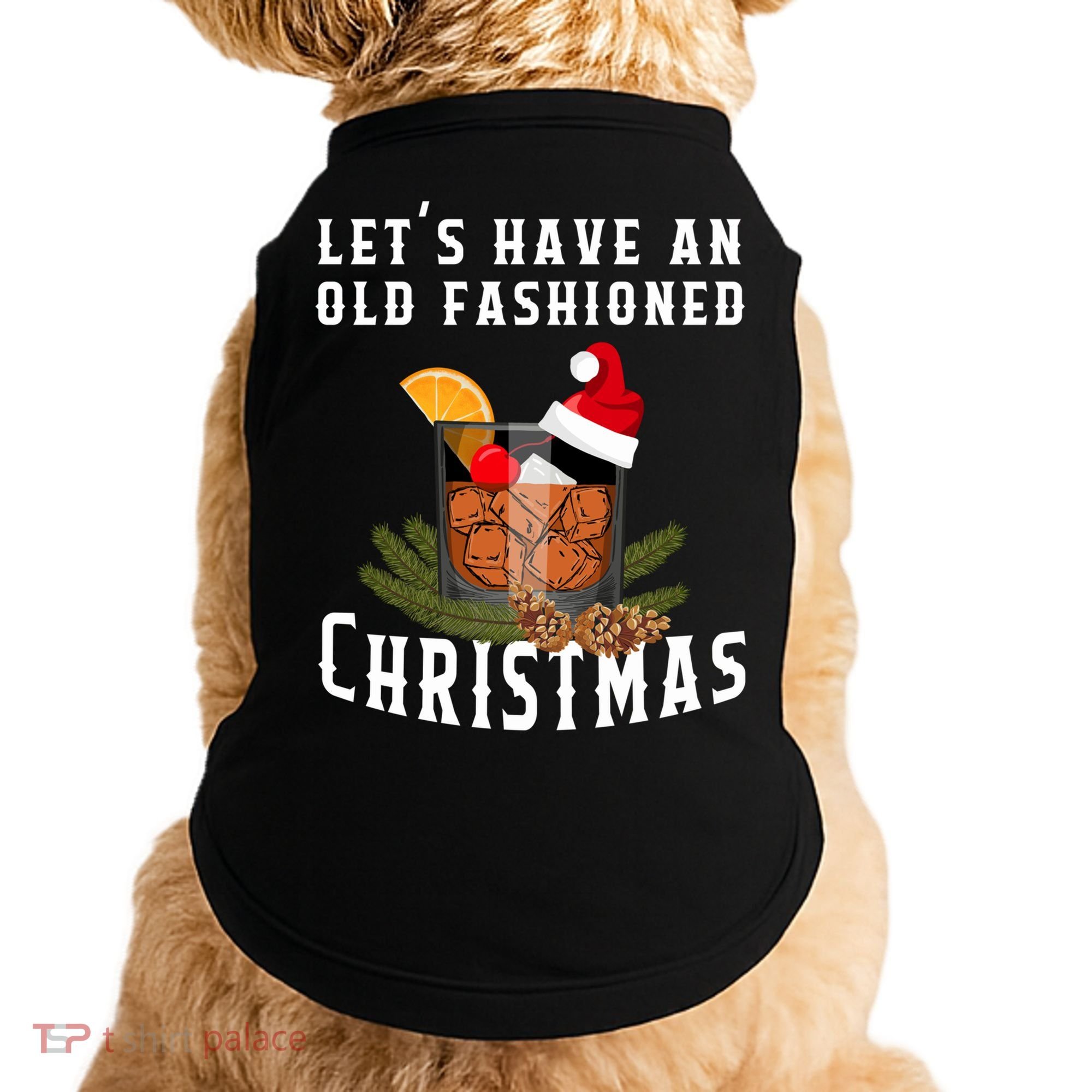 Old Fashioned Christmas Funny Bourbon Whiskey Cocktail Gift Doggie Tank