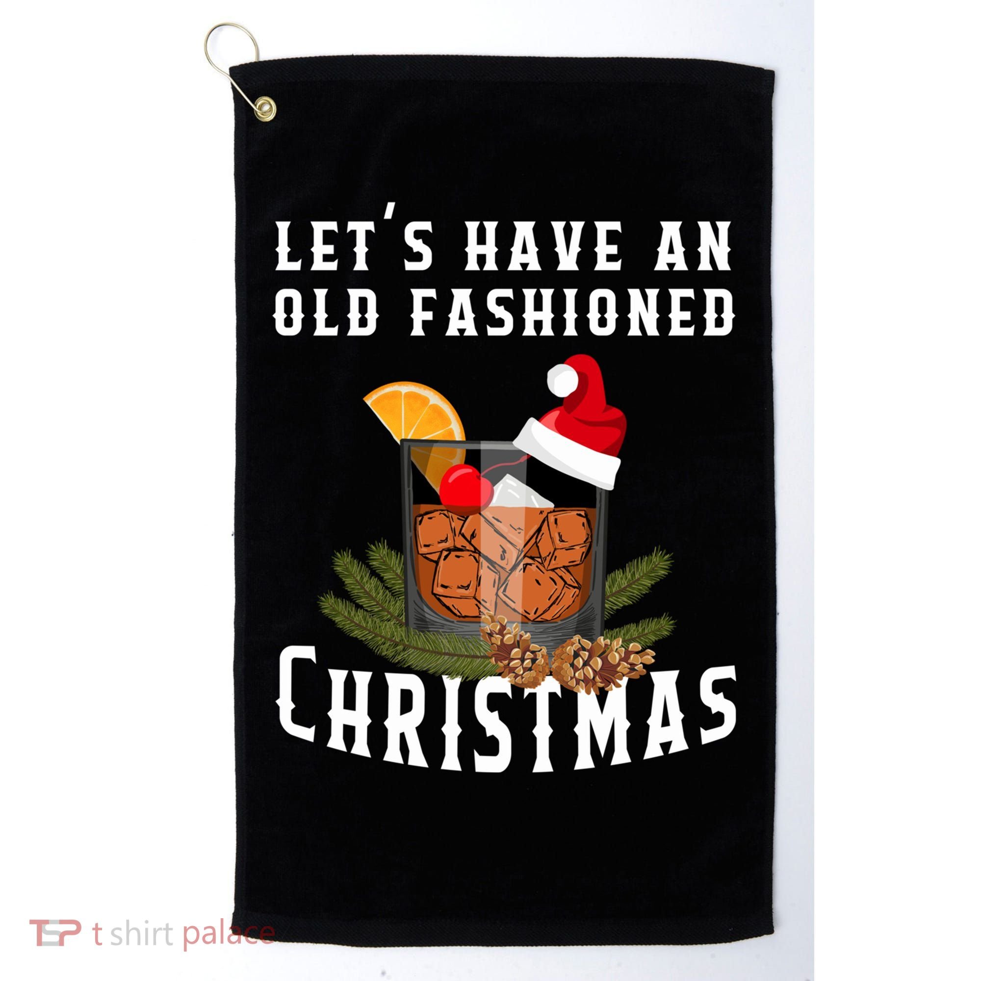 Old Fashioned Christmas Funny Bourbon Whiskey Cocktail Gift Golf Towel
