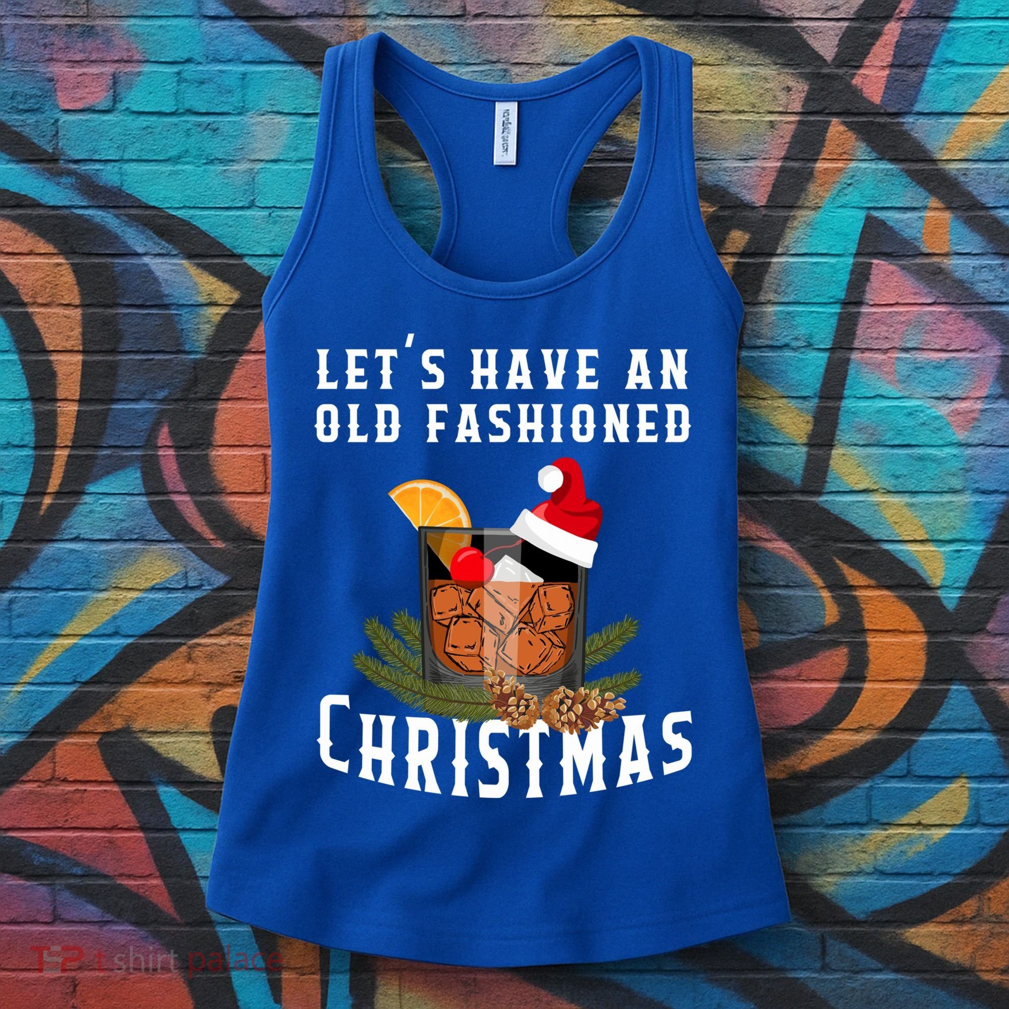Old Fashioned Christmas Funny Bourbon Whiskey Cocktail Gift Women's Tank Top
