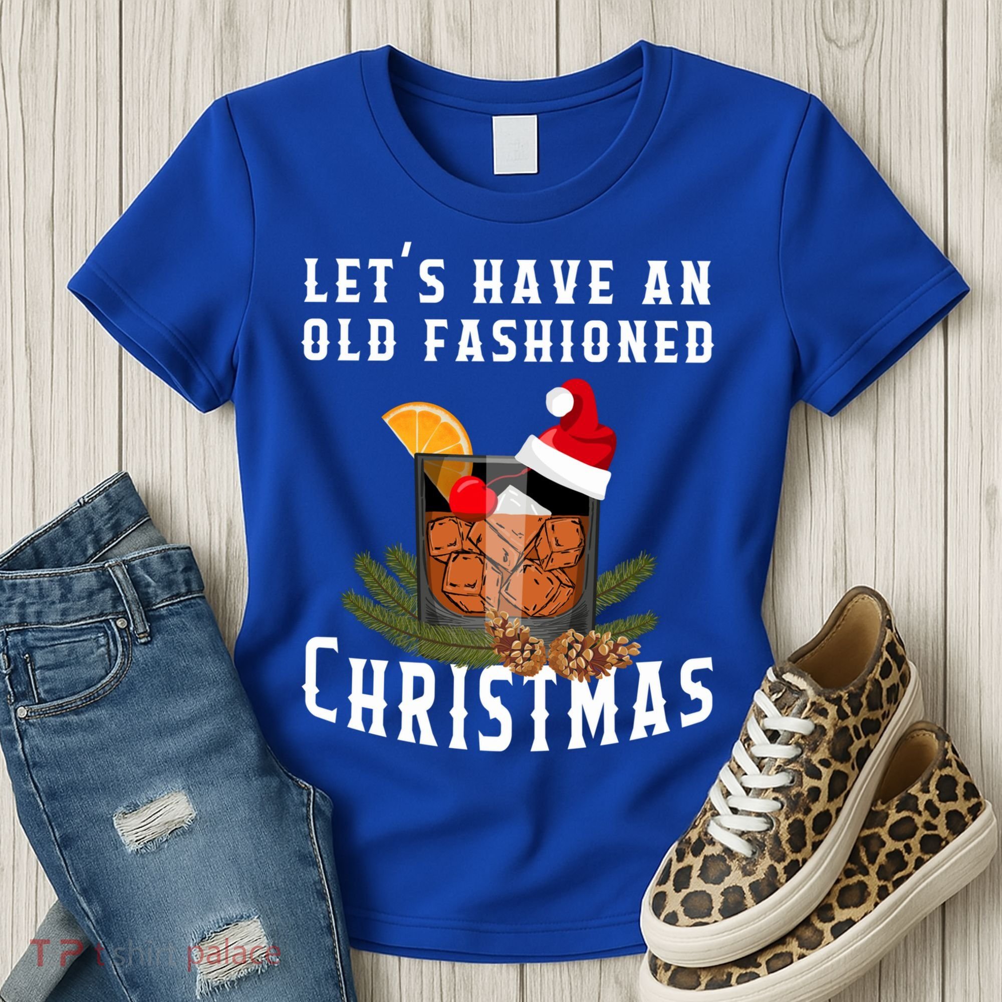 Old Fashioned Christmas Funny Bourbon Whiskey Cocktail Gift Women's T-Shirt