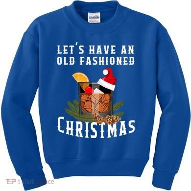 Old Fashioned Christmas Funny Bourbon Whiskey Cocktail Gift Kids Sweatshirt