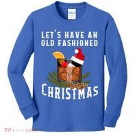 Old Fashioned Christmas Funny Bourbon Whiskey Cocktail Gift Kids Long Sleeve Shirt thumb 0