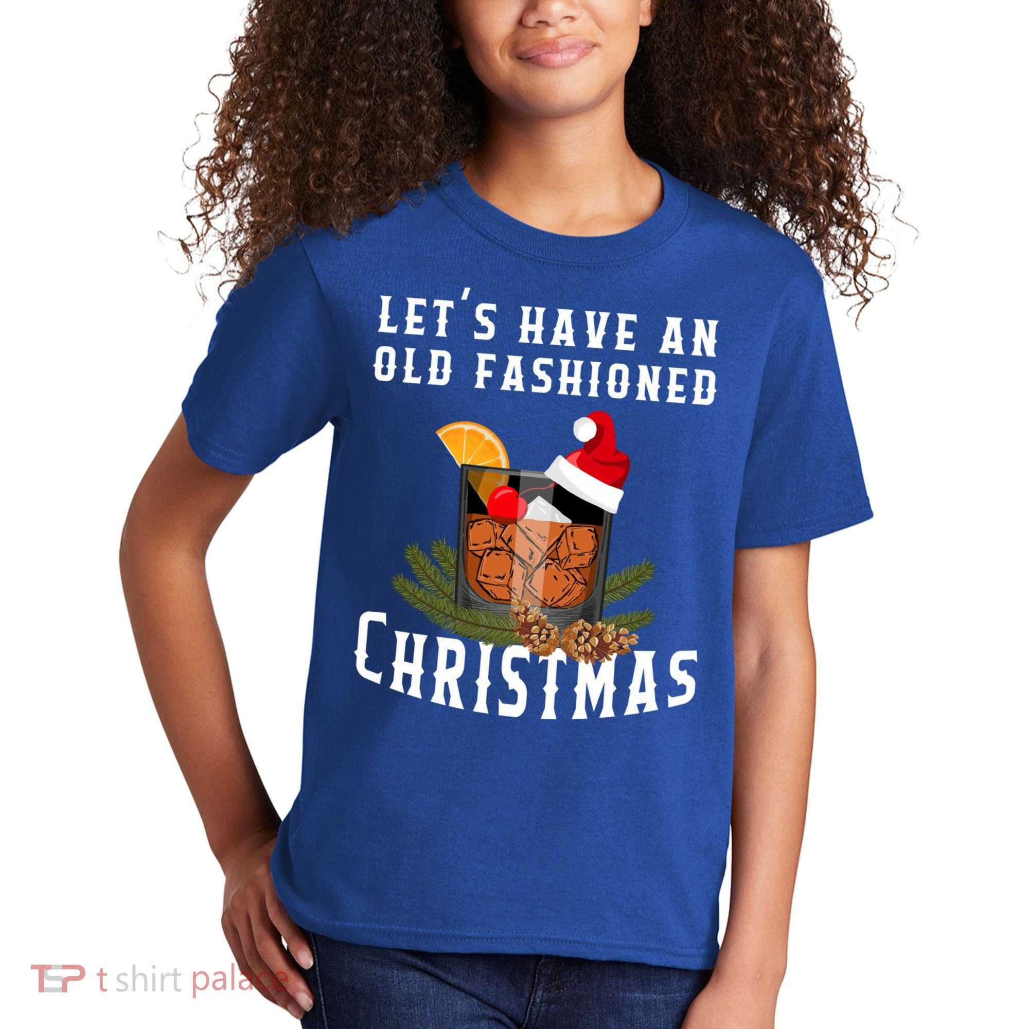Old Fashioned Christmas Funny Bourbon Whiskey Cocktail Gift Kids T-Shirt
