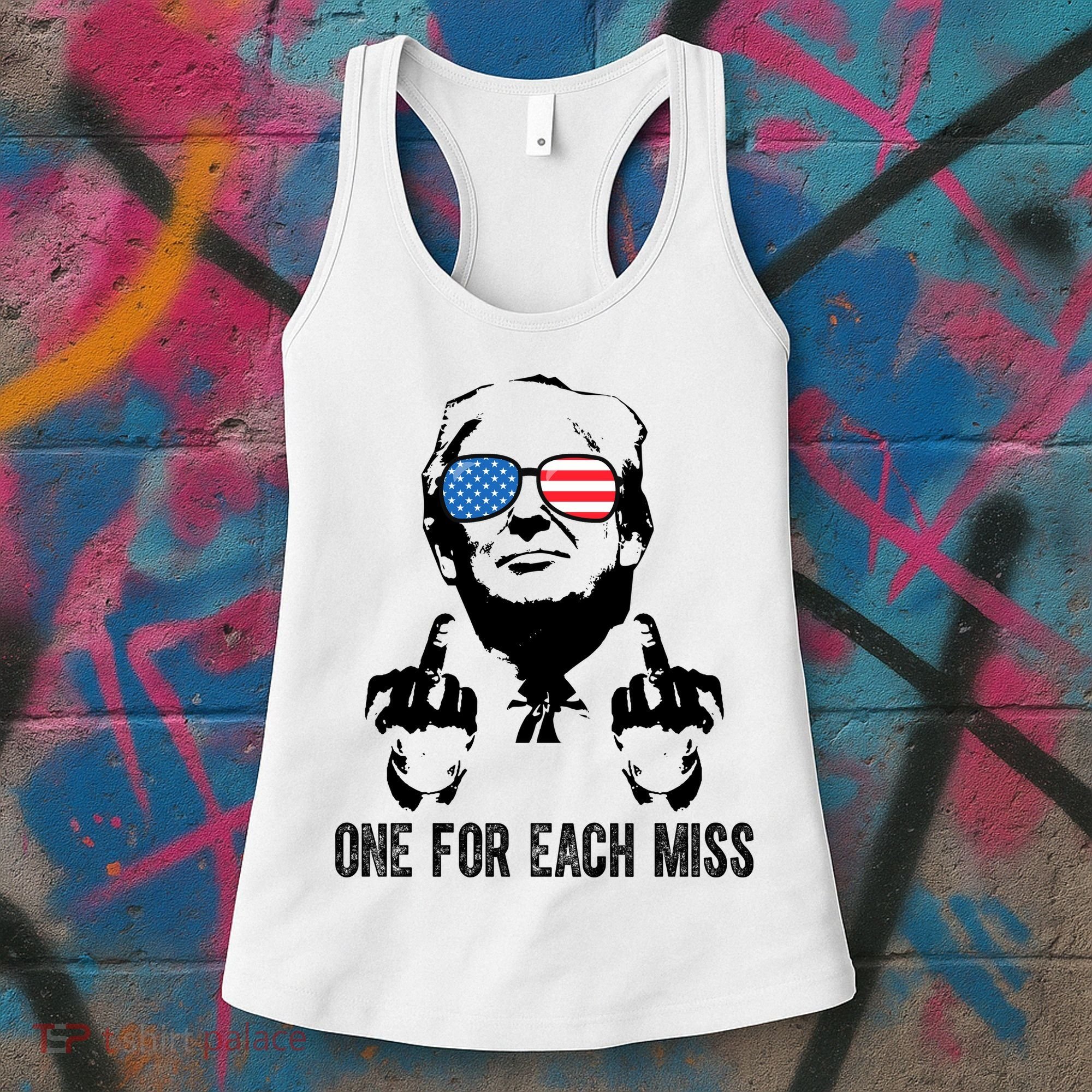 One For Each Miss Donald Trump Middle Finger Usa Funny Women's Tank Top