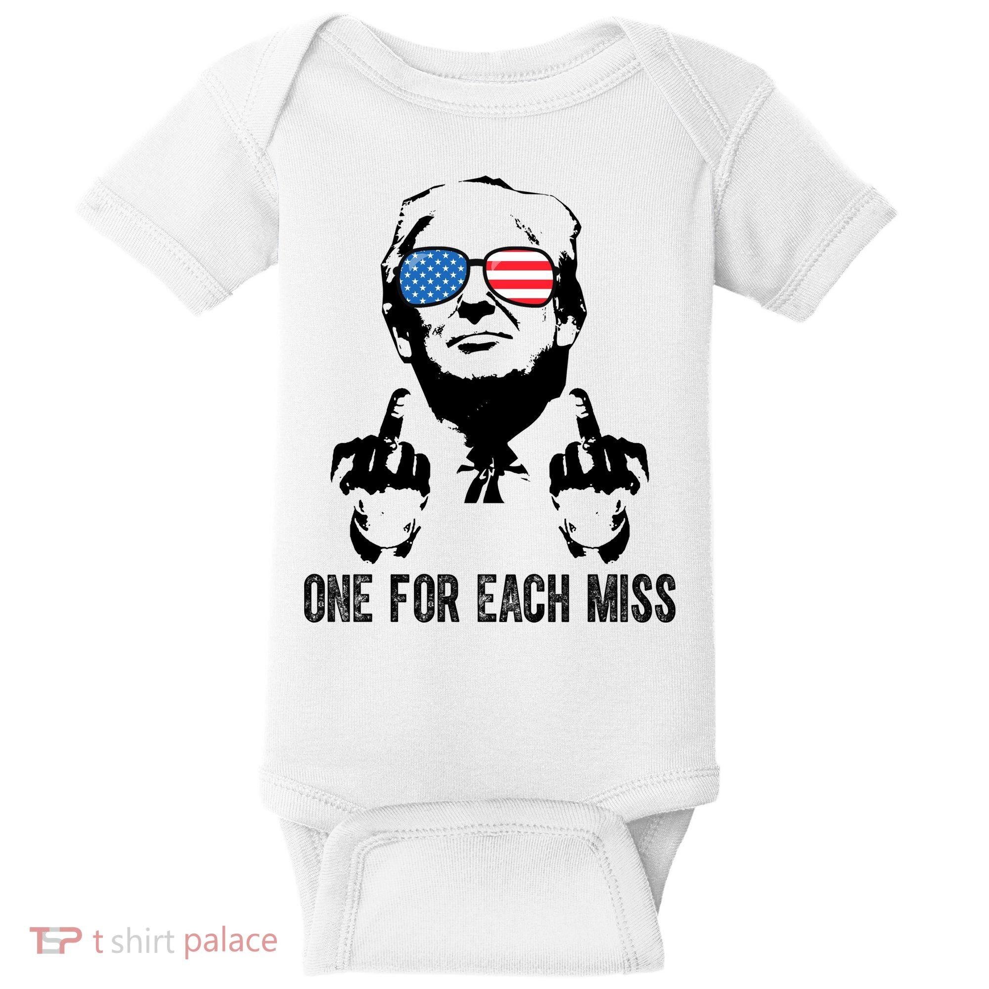 One For Each Miss Donald Trump Middle Finger Usa Funny Baby Bodysuit