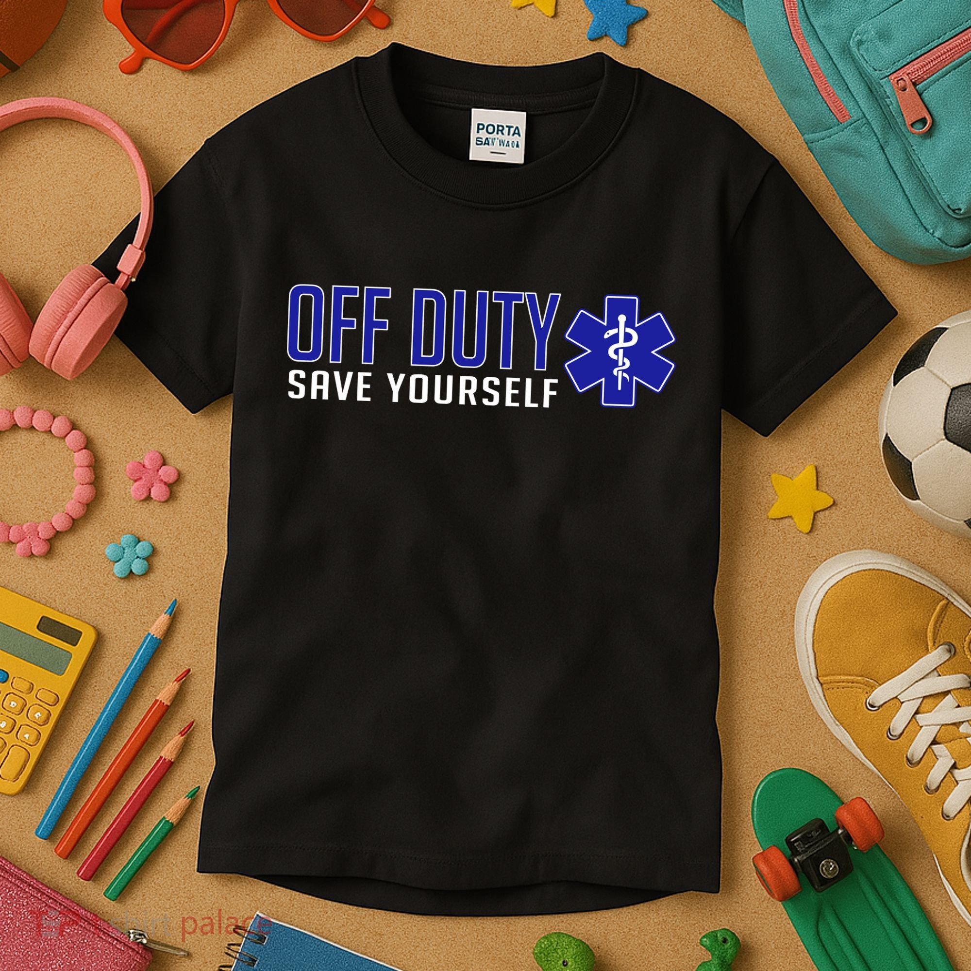 Off Duty Save Yourself EMT Kids T-Shirt
