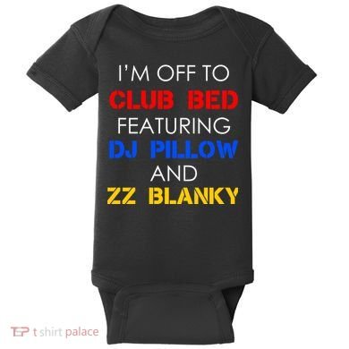 Off To Club Bed Featuring DJ Pillow and ZZ Blanky Baby Bodysuit