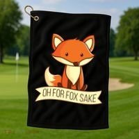 Oh For Fox Sake Funny Foxy Nerd Cool Gift Golf Towel thumb 1