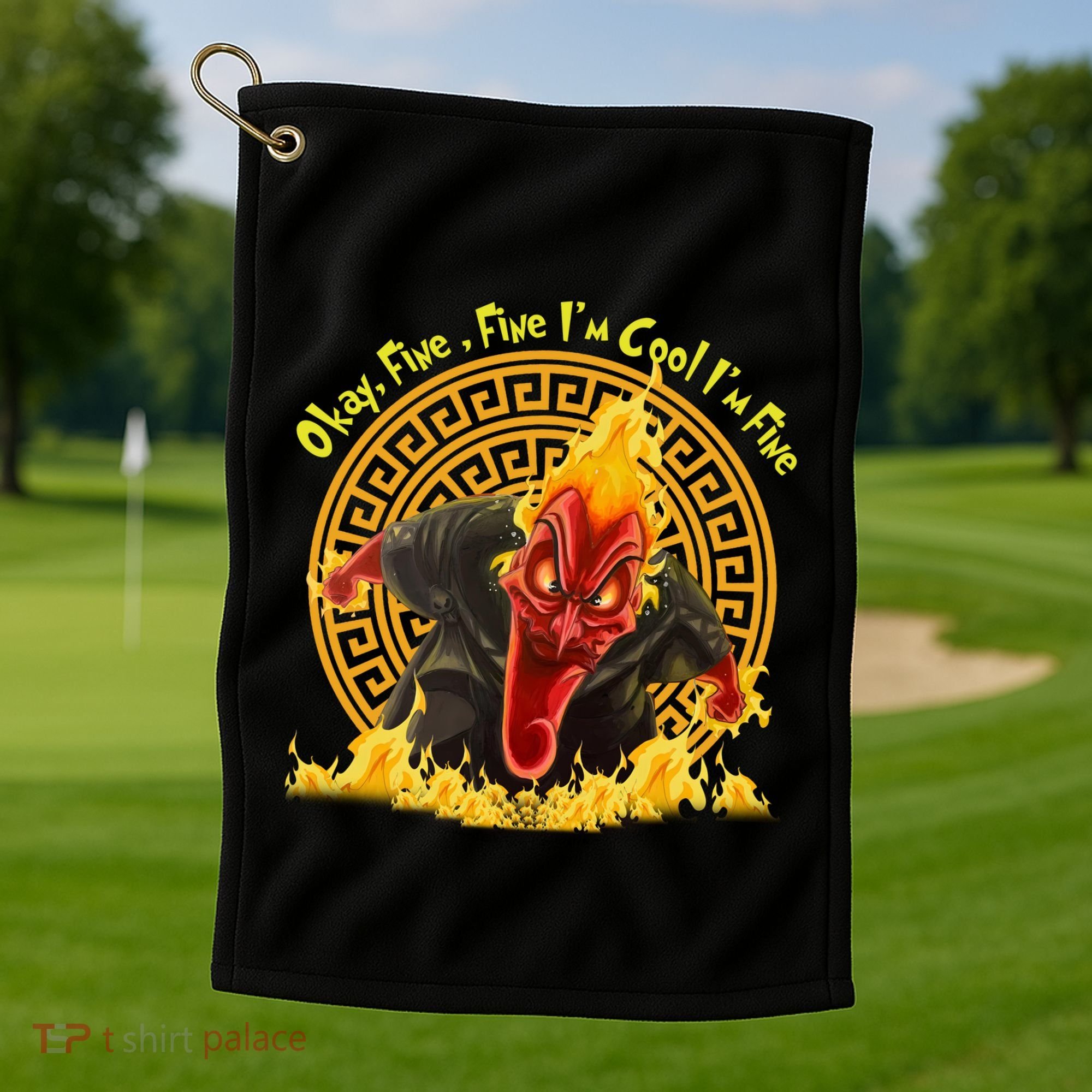 Okay Fine Fine IM Cool Im Fine Hades Golf Towel