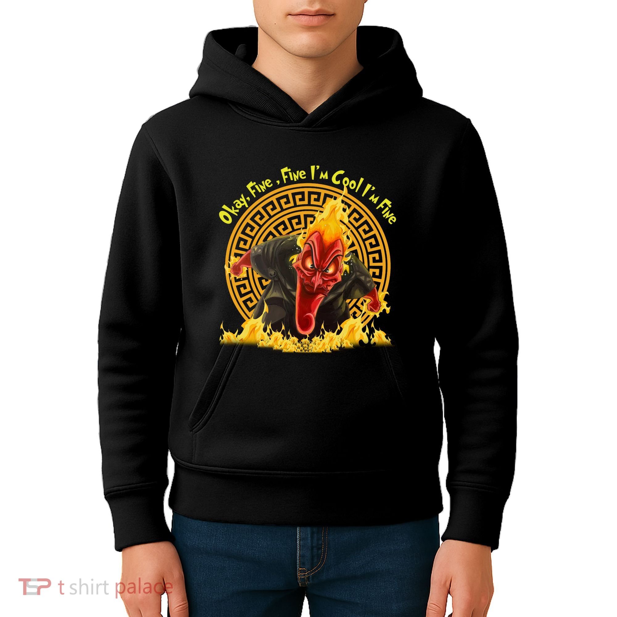 Okay Fine Fine IM Cool Im Fine Hades Kids Hoodie