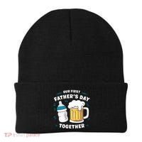 Our First FatherS Day Together Dad & Son Daughter Dad Humor Funny Dad Proud Dad Beanie thumb 0