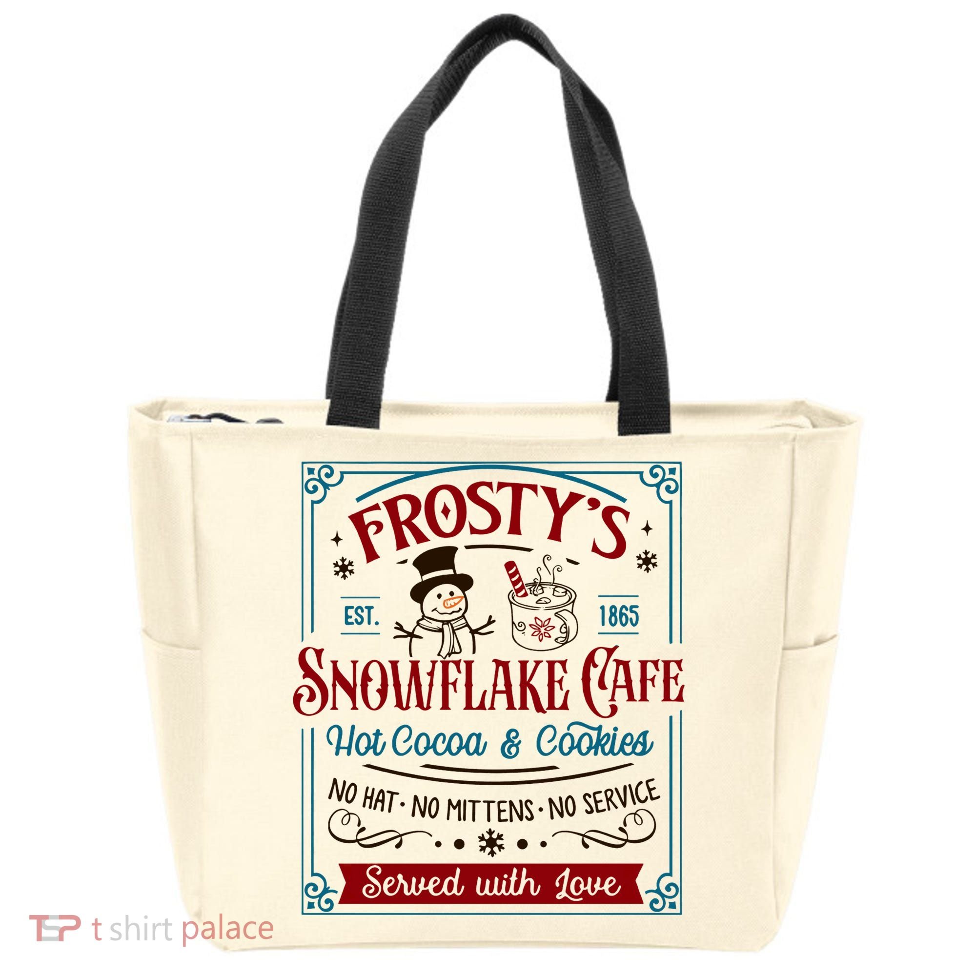 Old Fashioned FrostyS Snowflake Cafe Coffee Lovers Xmas Tote Bag