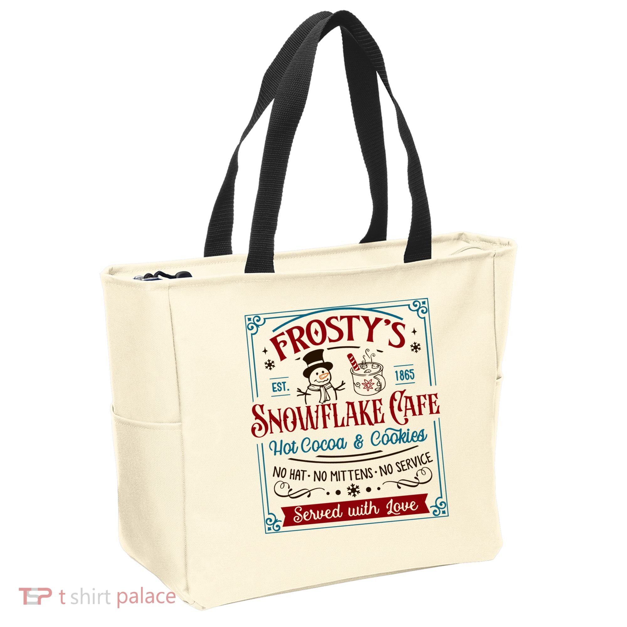 Old Fashioned FrostyS Snowflake Cafe Coffee Lovers Xmas Tote Bag