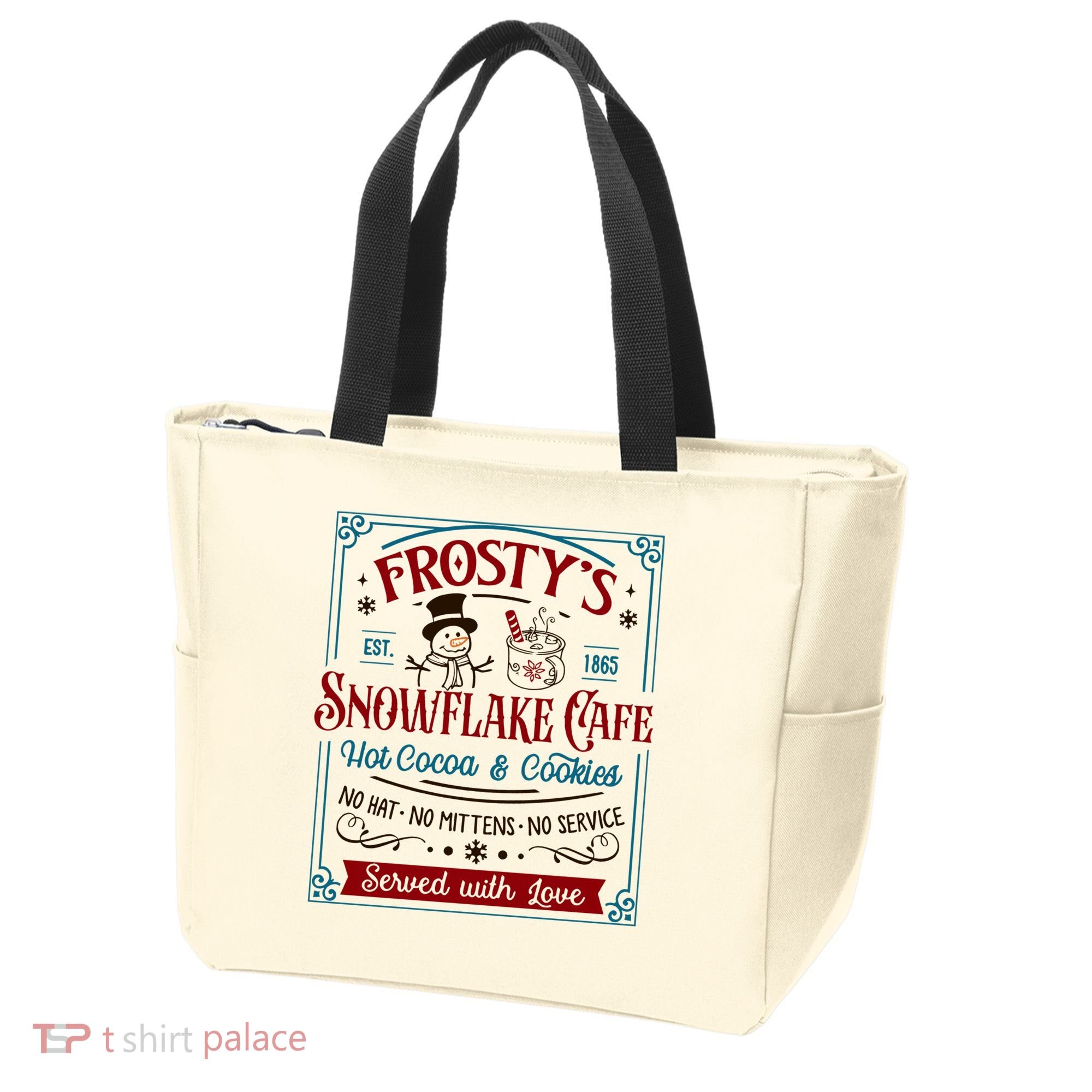 Old Fashioned FrostyS Snowflake Cafe Coffee Lovers Xmas Tote Bag