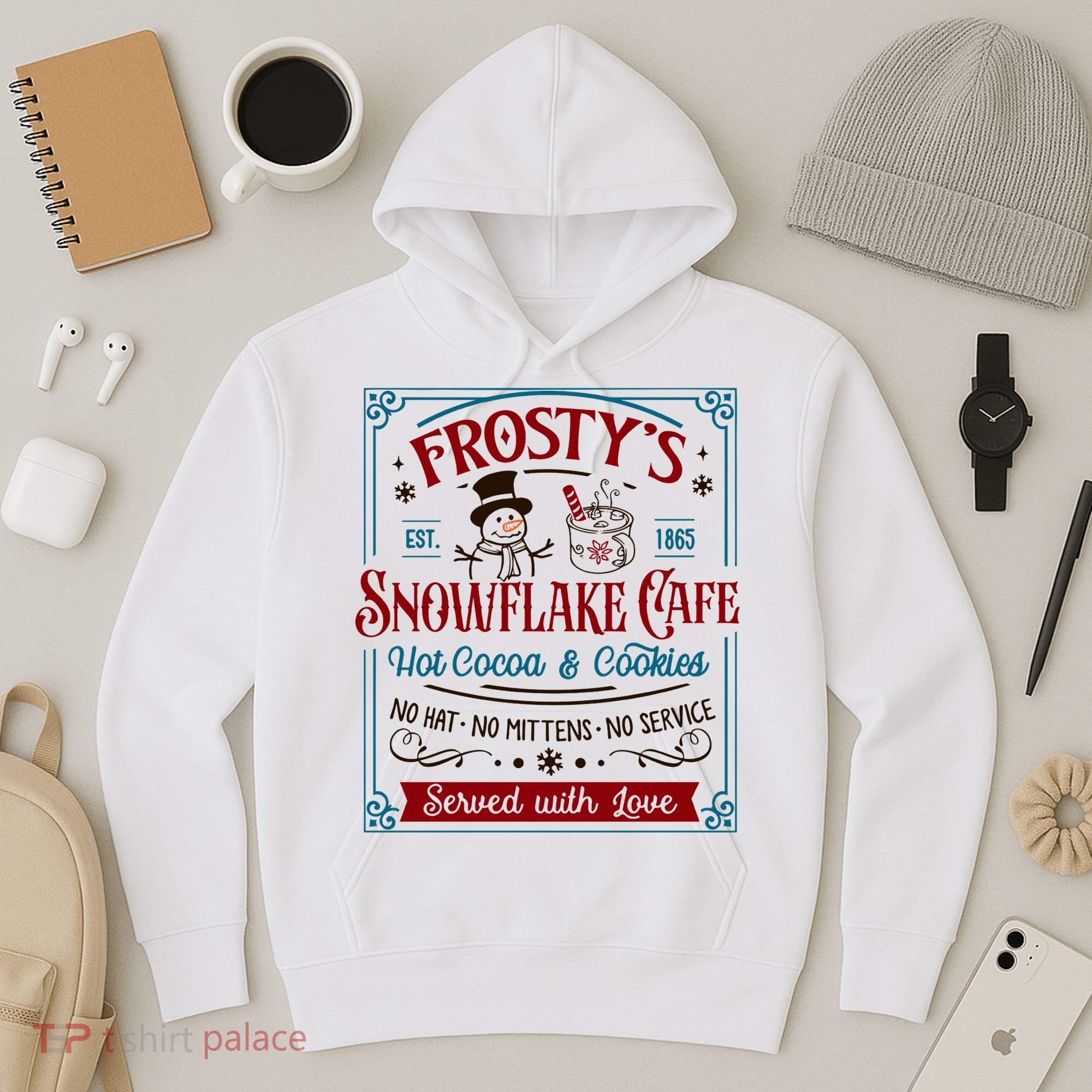 Old Fashioned FrostyS Snowflake Cafe Coffee Lovers Xmas Hoodie