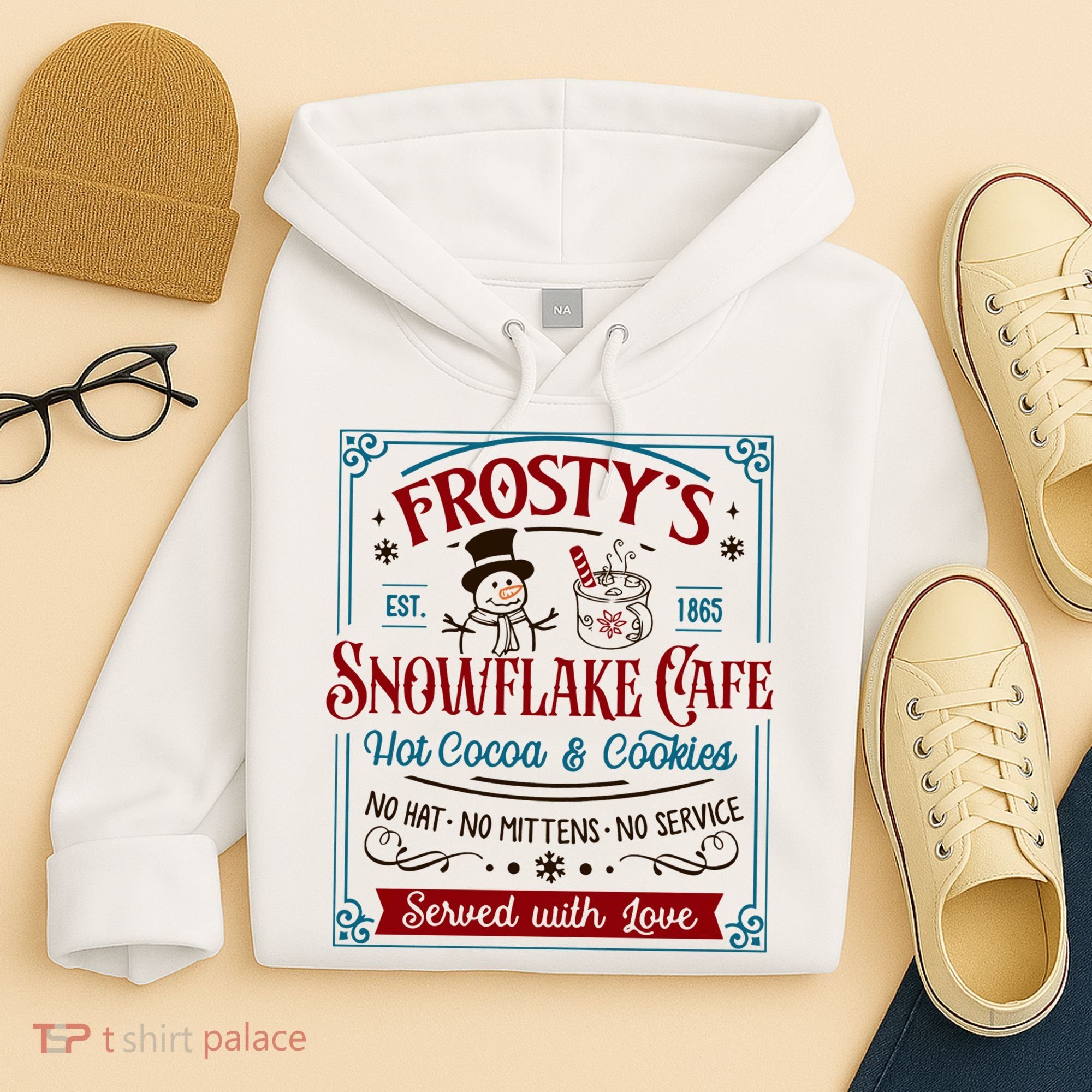 Old Fashioned FrostyS Snowflake Cafe Coffee Lovers Xmas Hoodie