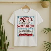 Old Fashioned FrostyS Snowflake Cafe Coffee Lovers Xmas T-Shirt thumb 2