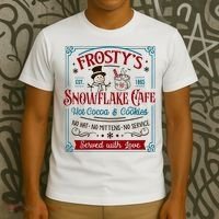 Old Fashioned FrostyS Snowflake Cafe Coffee Lovers Xmas T-Shirt thumb 3