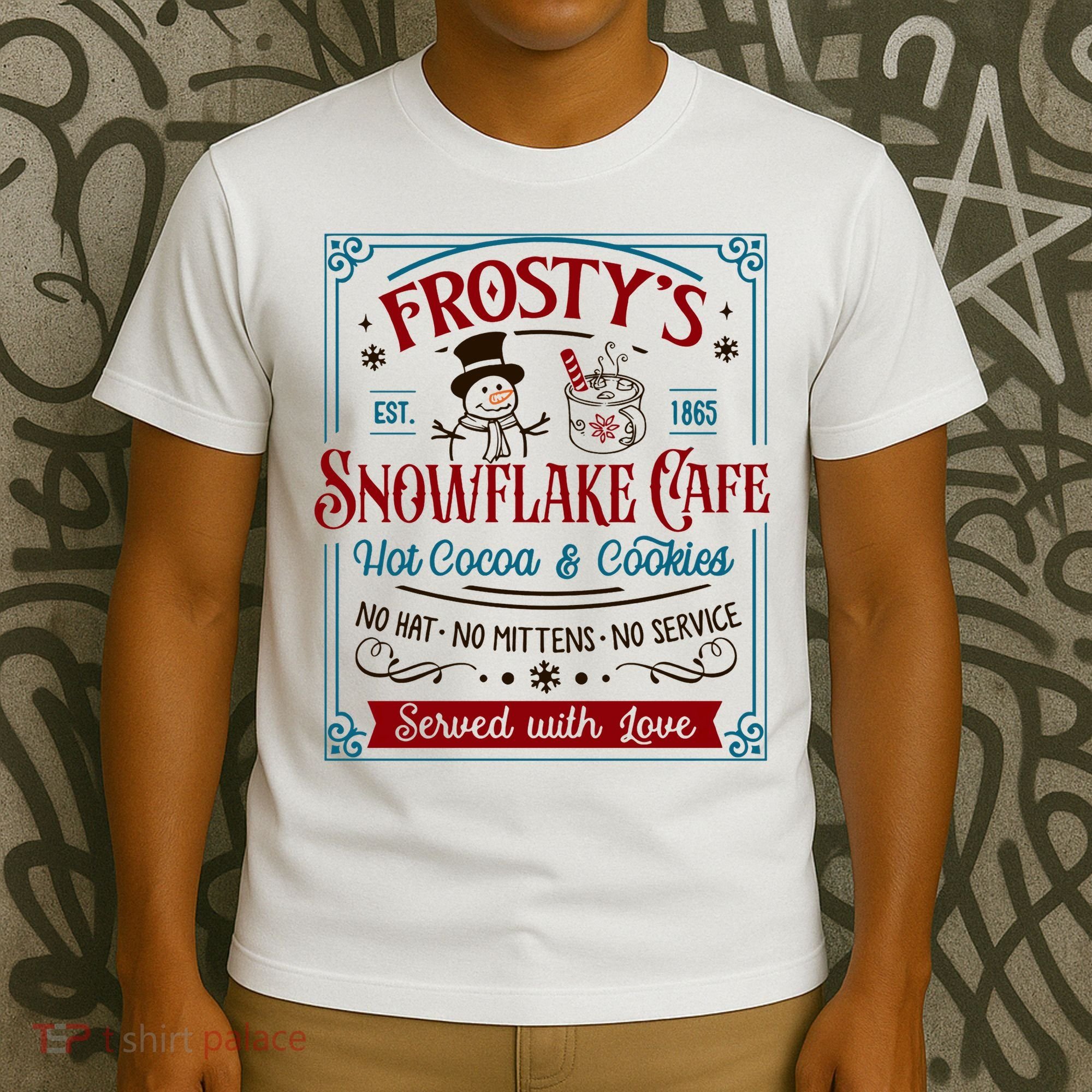 Old Fashioned FrostyS Snowflake Cafe Coffee Lovers Xmas T-Shirt