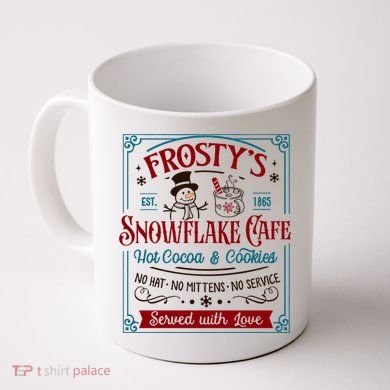 Old Fashioned FrostyS Snowflake Cafe Coffee Lovers Xmas Coffee Mug