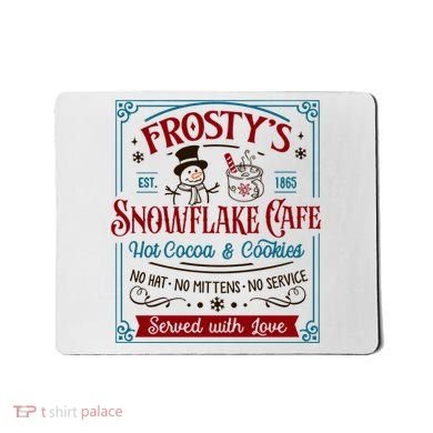 Old Fashioned FrostyS Snowflake Cafe Coffee Lovers Xmas Mousepad