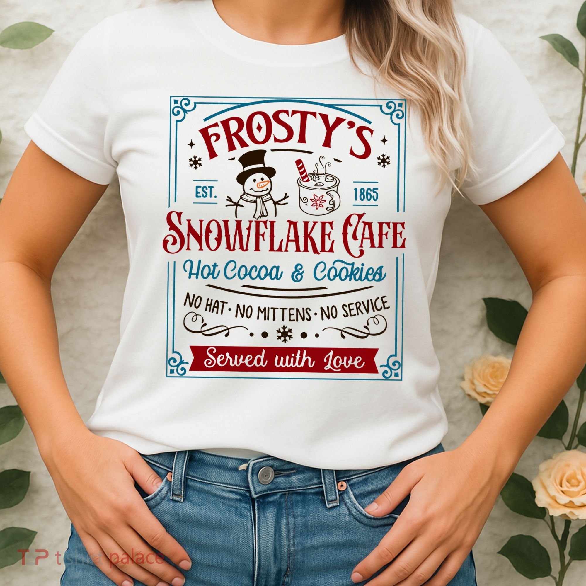 Old Fashioned FrostyS Snowflake Cafe Coffee Lovers Xmas Women's T-Shirt