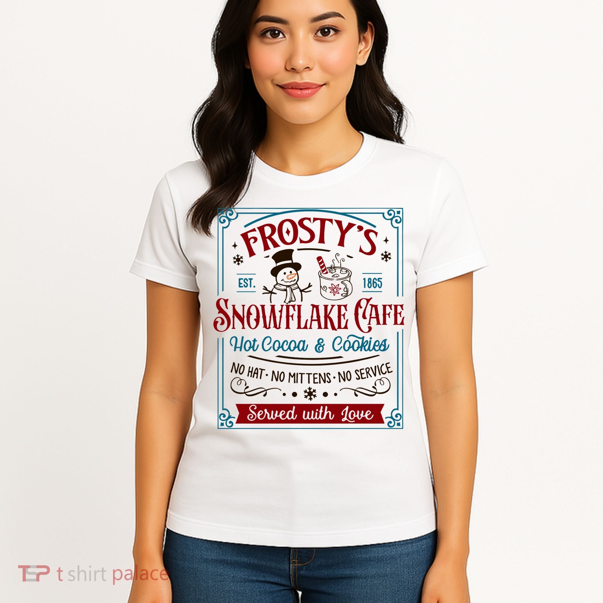 Old Fashioned FrostyS Snowflake Cafe Coffee Lovers Xmas Women's T-Shirt