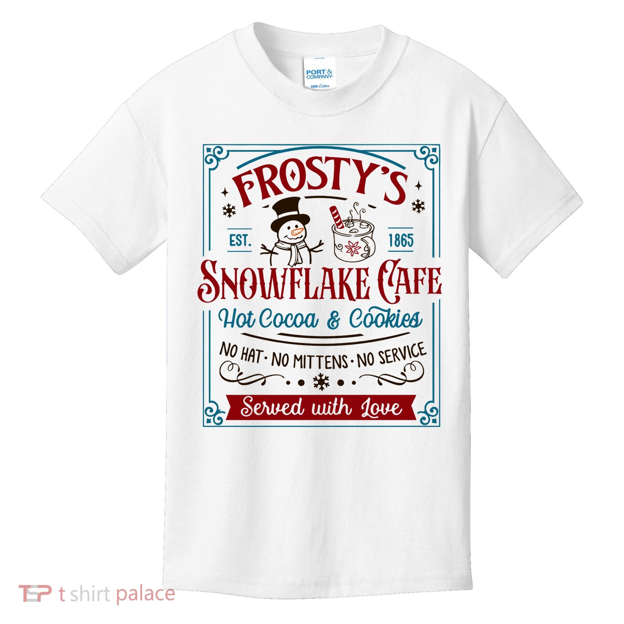 Old Fashioned FrostyS Snowflake Cafe Coffee Lovers Xmas Kids T-Shirt