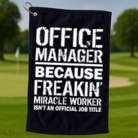 Office Manager Miracle Worker Job Title Golf Towel thumb 1