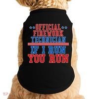 Official Firework Technician If I Run You Run 4th of July Doggie Tank thumb 0