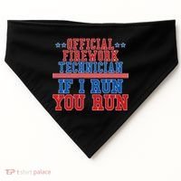 Official Firework Technician If I Run You Run 4th of July USA-Made Doggie Bandana thumb 0