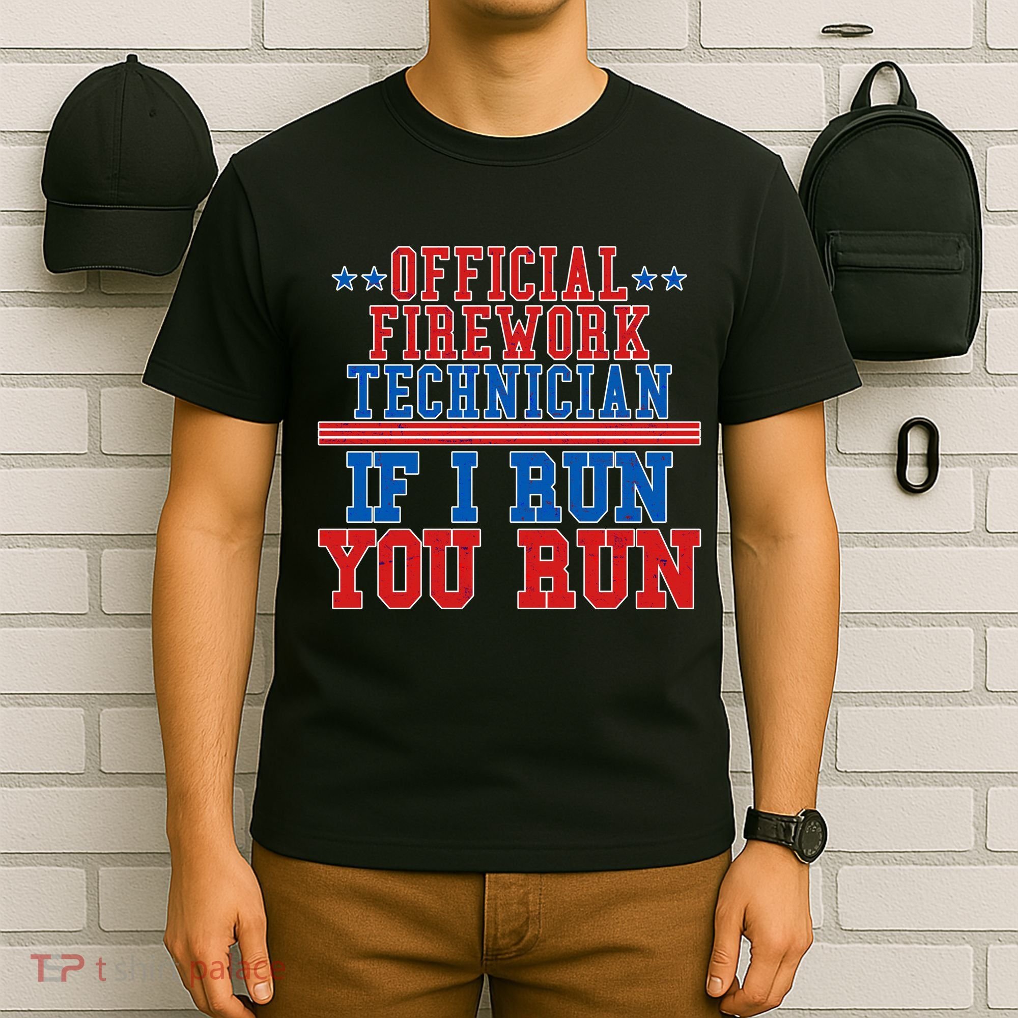 Official Firework Technician If I Run You Run 4th of July T-Shirt