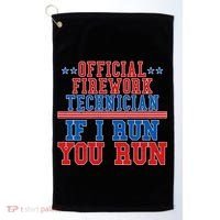 Official Firework Technician If I Run You Run 4th of July Golf Towel thumb 0