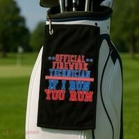 Official Firework Technician If I Run You Run 4th of July Golf Towel thumb 2