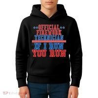 Official Firework Technician If I Run You Run 4th of July Kids Hoodie thumb 4