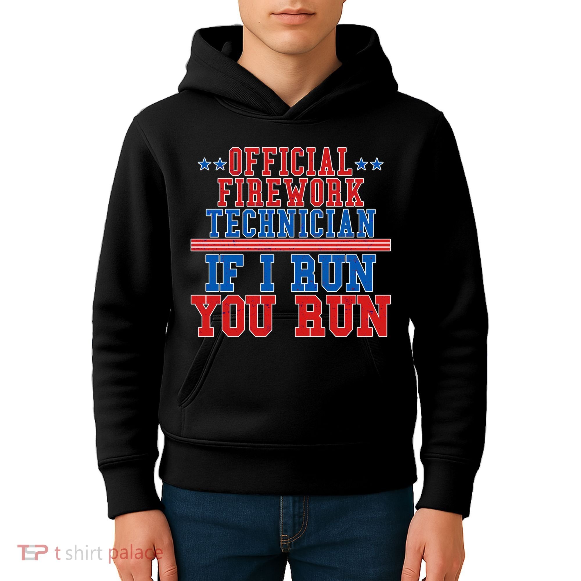 Official Firework Technician If I Run You Run 4th of July Kids Hoodie