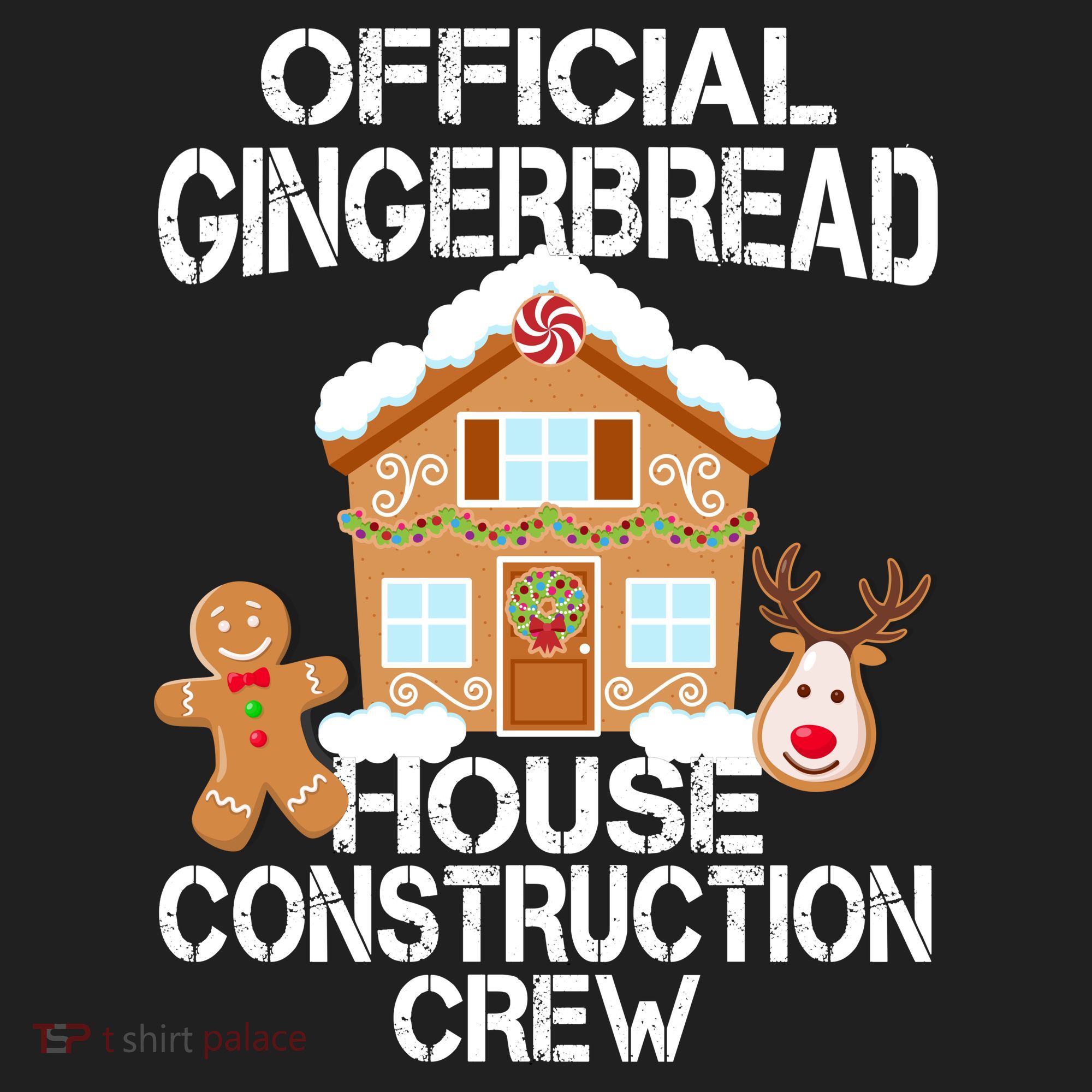 Official Gingerbread House Construction Crew 7 Panel Mesh Trucker Snapback Hat