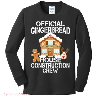 Official Gingerbread House Construction Crew Kids Long Sleeve Shirt