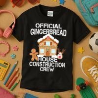 Official Gingerbread House Construction Crew Kids T-Shirt thumb 3