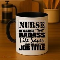 Official Job Title Nurse Bad Ass Life Saver Coffee Mug thumb 4